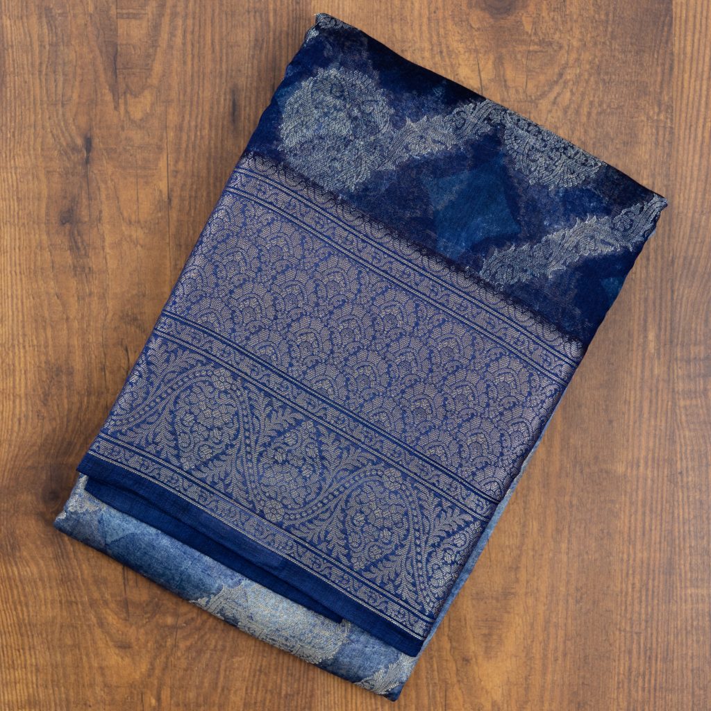 Cotton Saree - Navy Blue